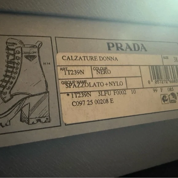 Prada Women's Brixxen Black Lace-Up Combat Boots - Picture 14 of 14